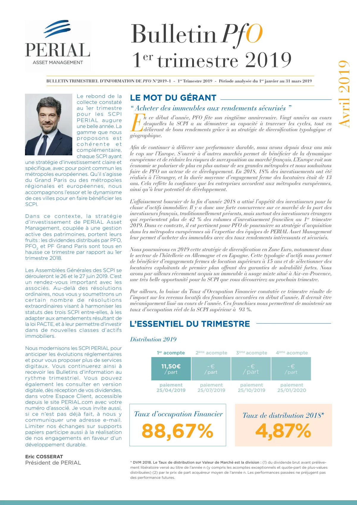 Bulletin trimestriel - 1er trimestre 2019