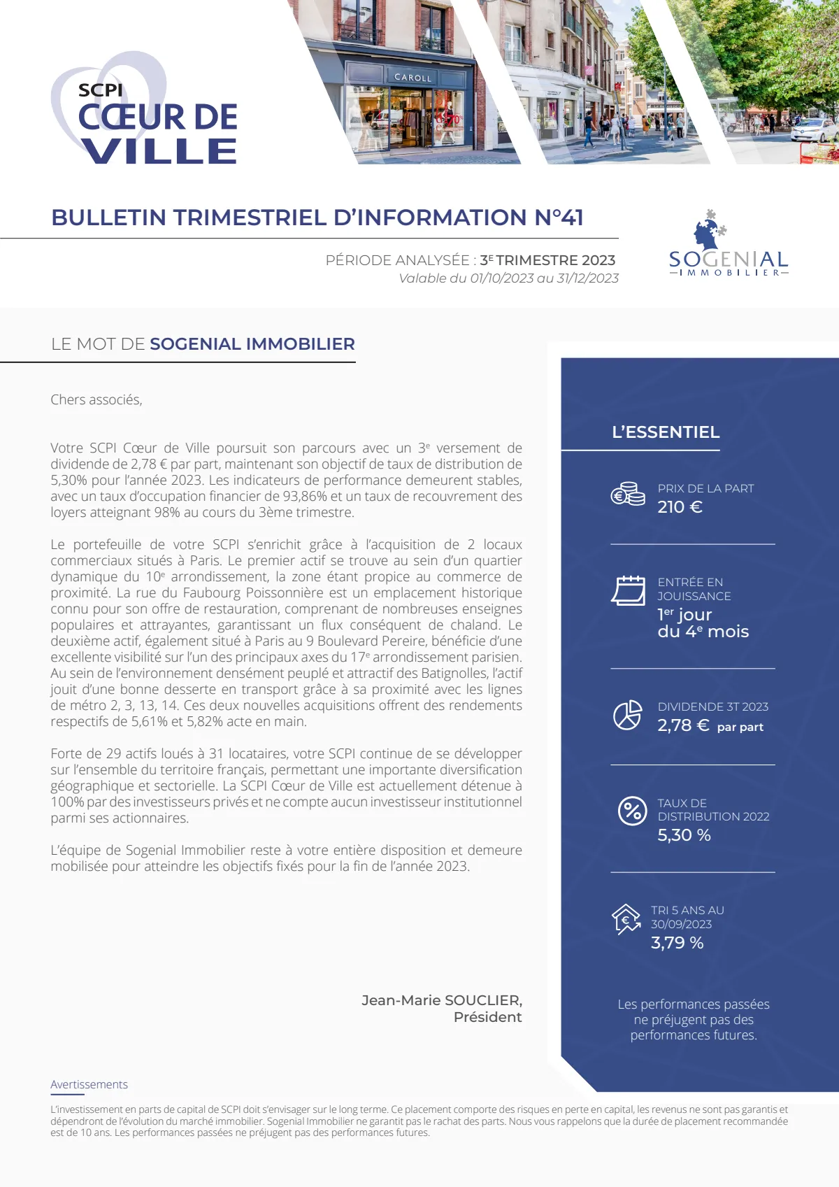 Bulletin trimestriel - 3ème trimestre 2023