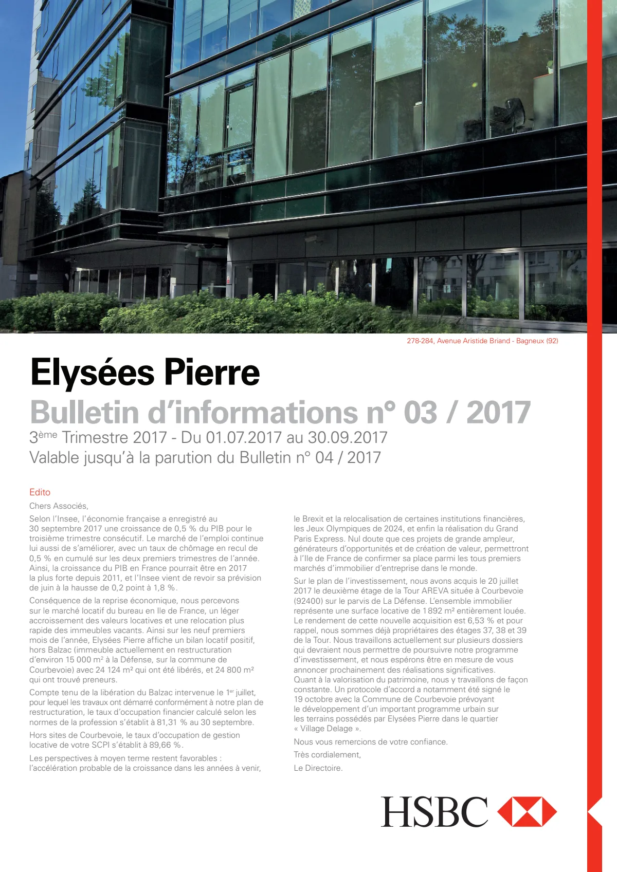 Bulletin trimestriel - 3ème trimestre 2017