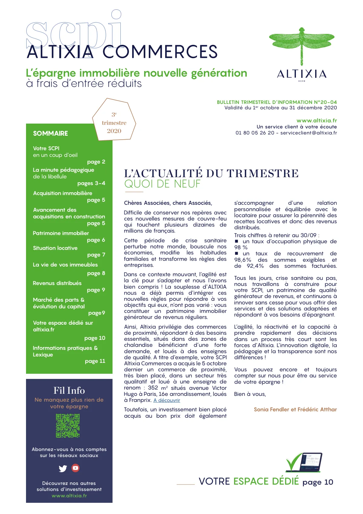 Bulletin trimestriel - 3ème trimestre 2020