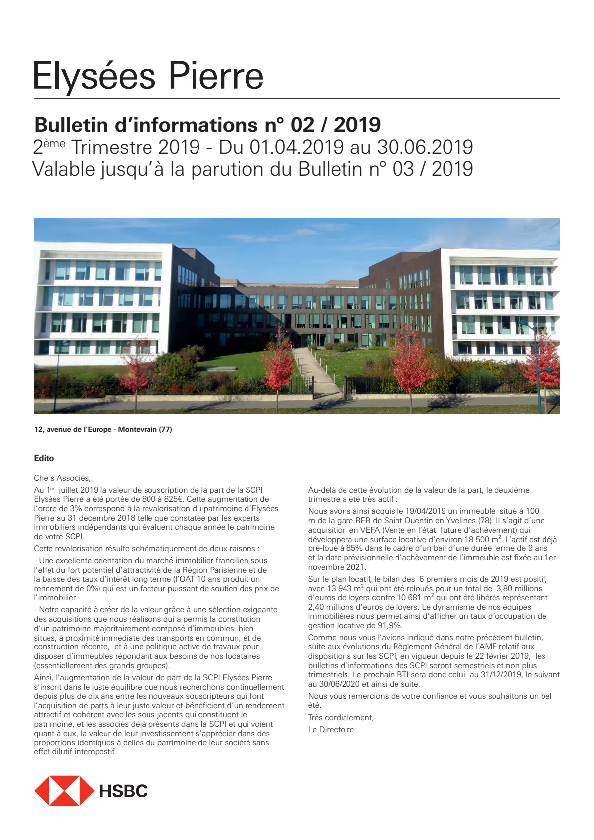 Bulletin trimestriel - 2ème trimestre 2019