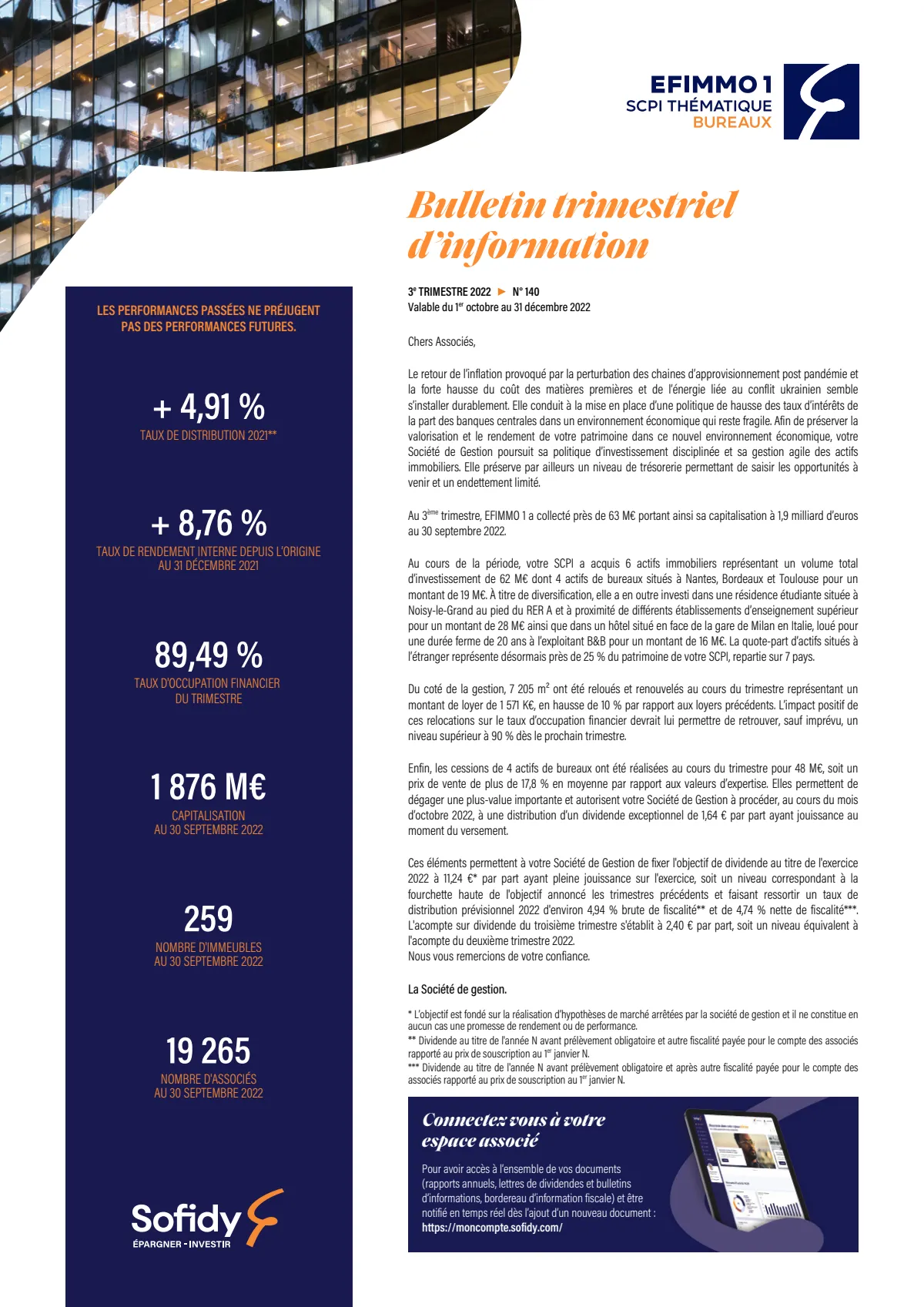 Bulletin trimestriel - 3ème trimestre 2022