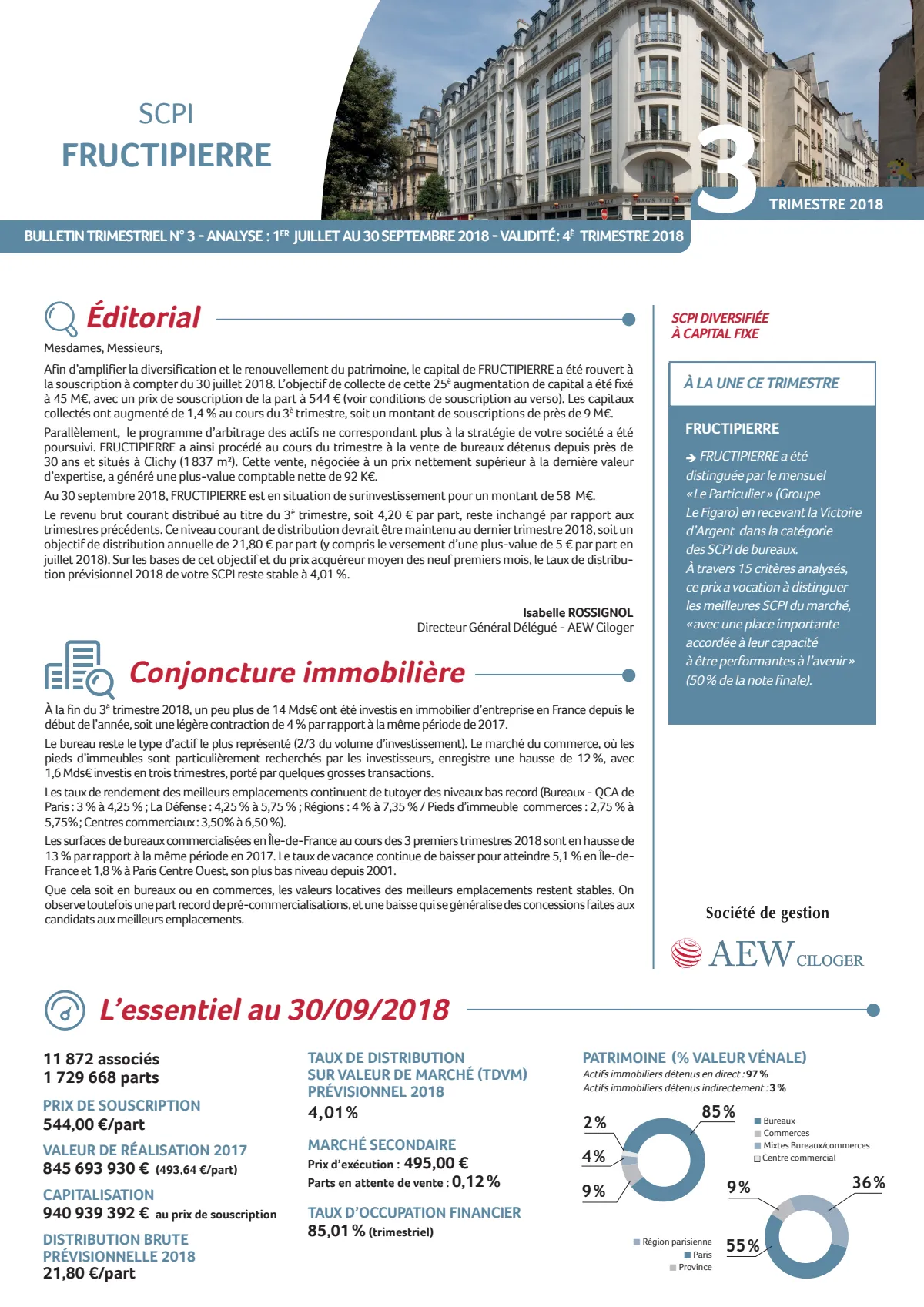 Bulletin trimestriel - 3ème trimestre 2018