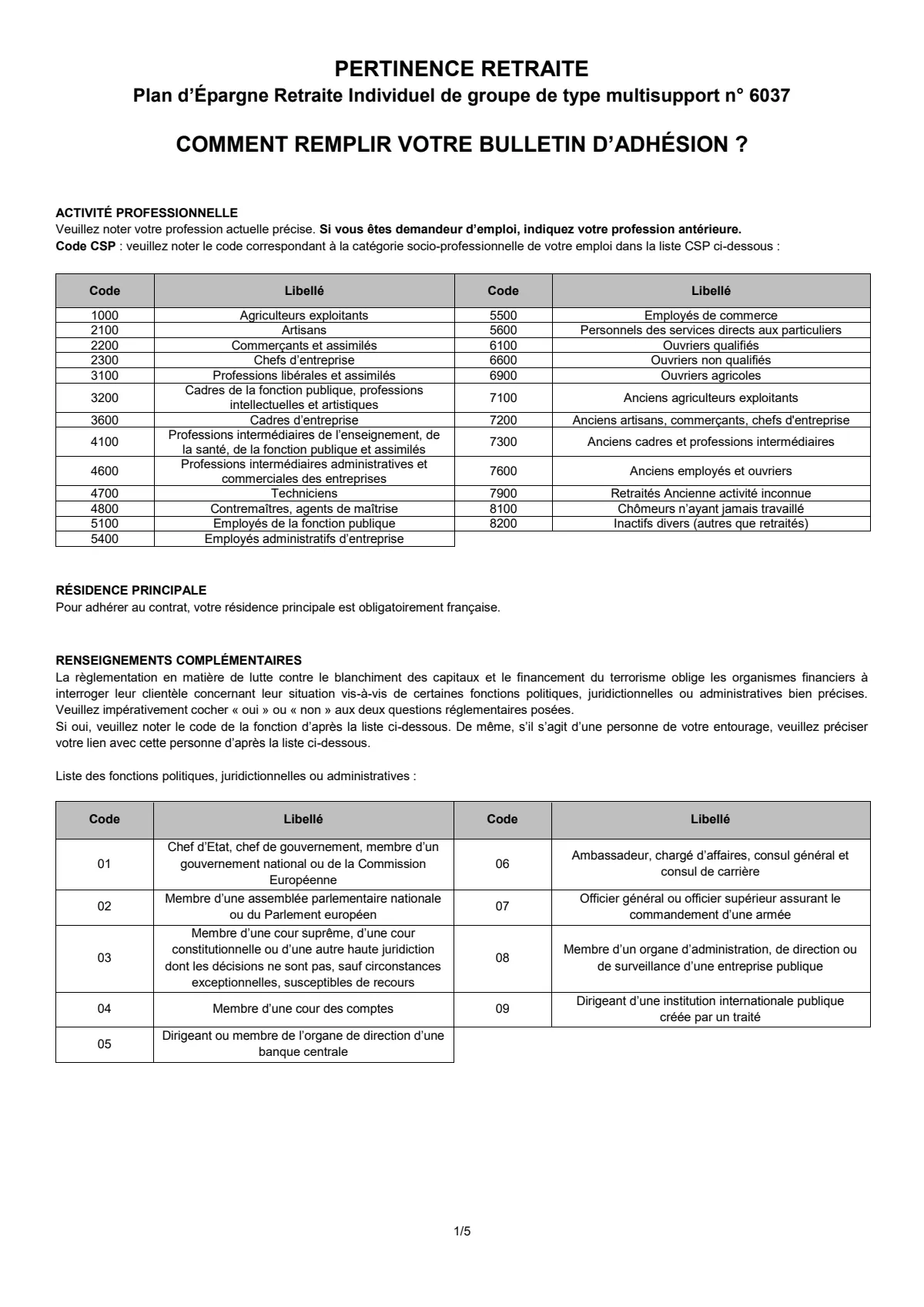 Aide remplissage bulletin de souscription