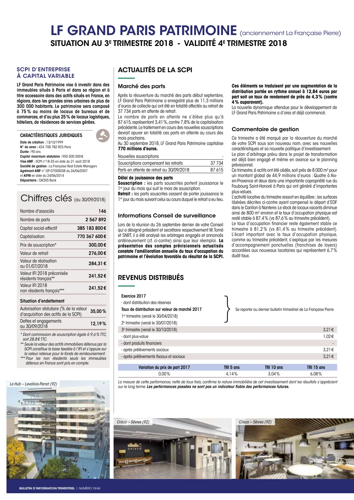 Bulletin trimestriel - 3ème trimestre 2018