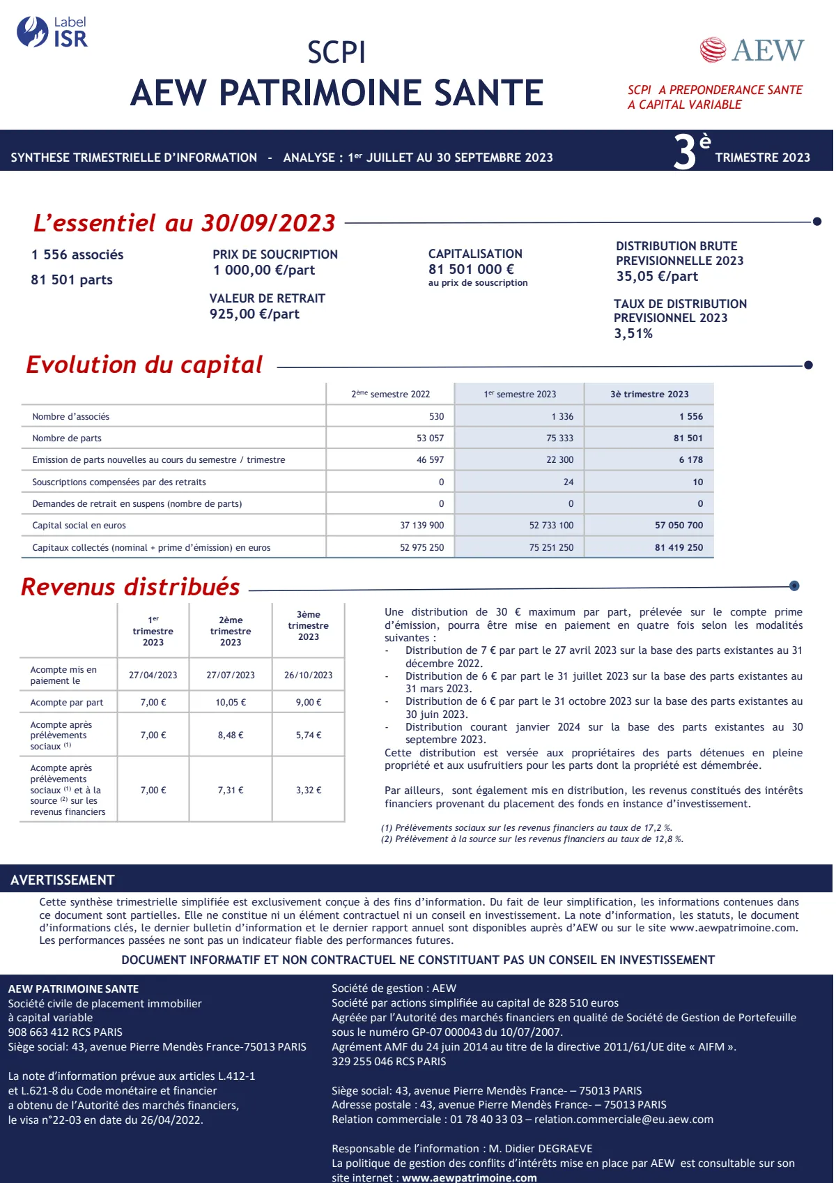 Bulletin trimestriel - 3ème trimestre 2023