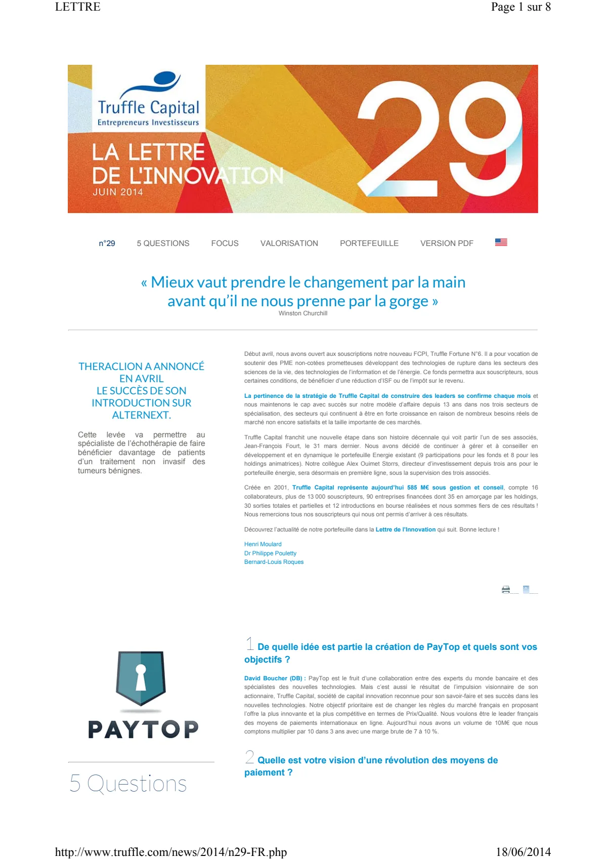 La lettre de l'innovation Truffle n°29 - juin 2014