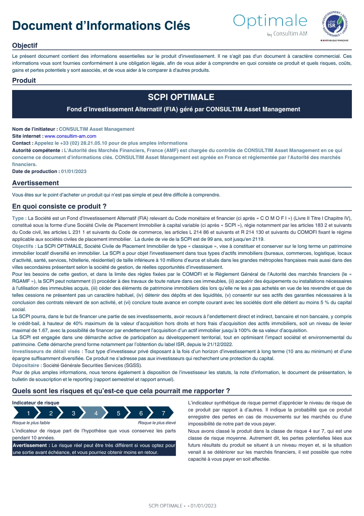 Informations clés (DIC) - 2023