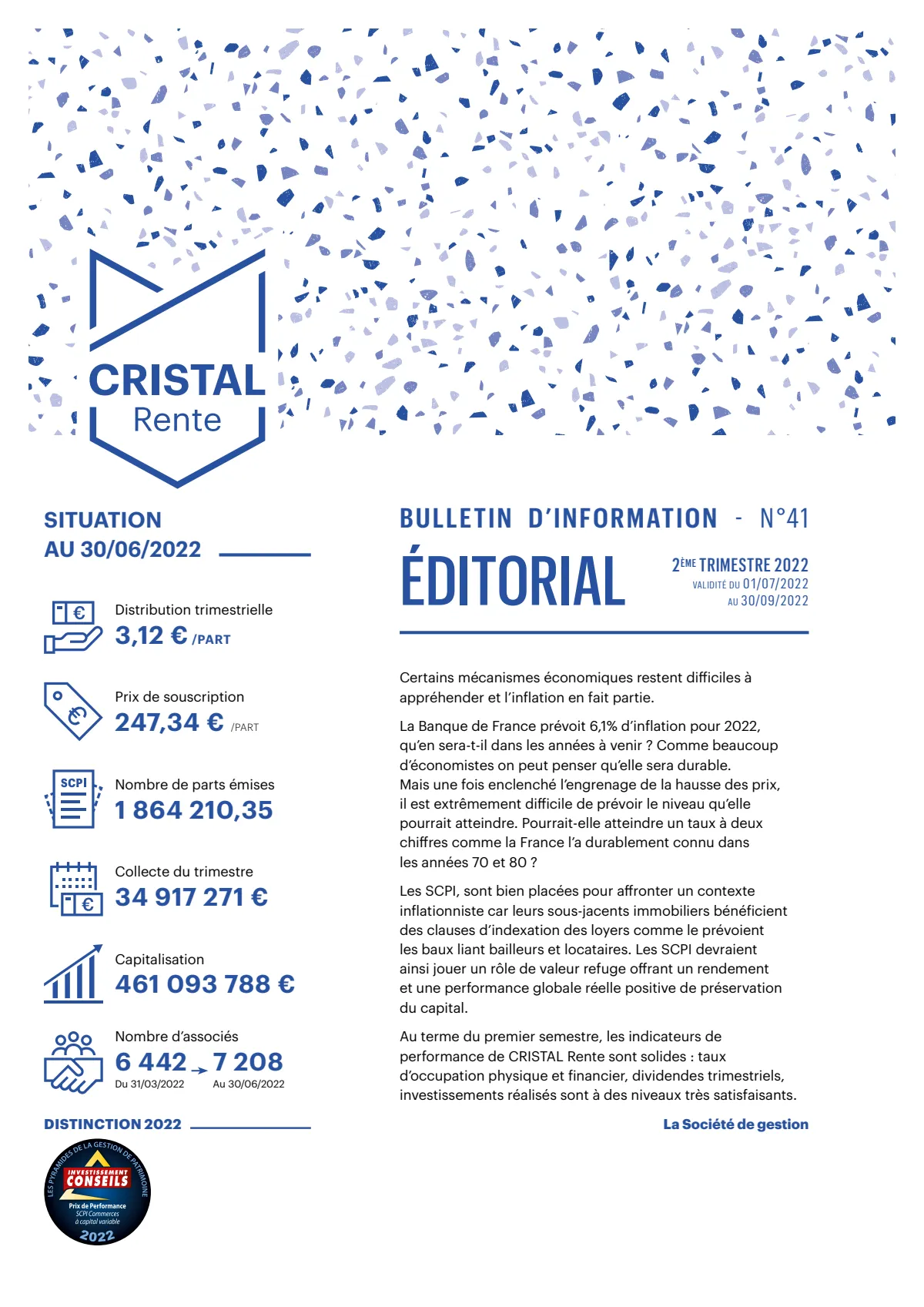 Bulletin trimestriel - 2ème trimestre 2022