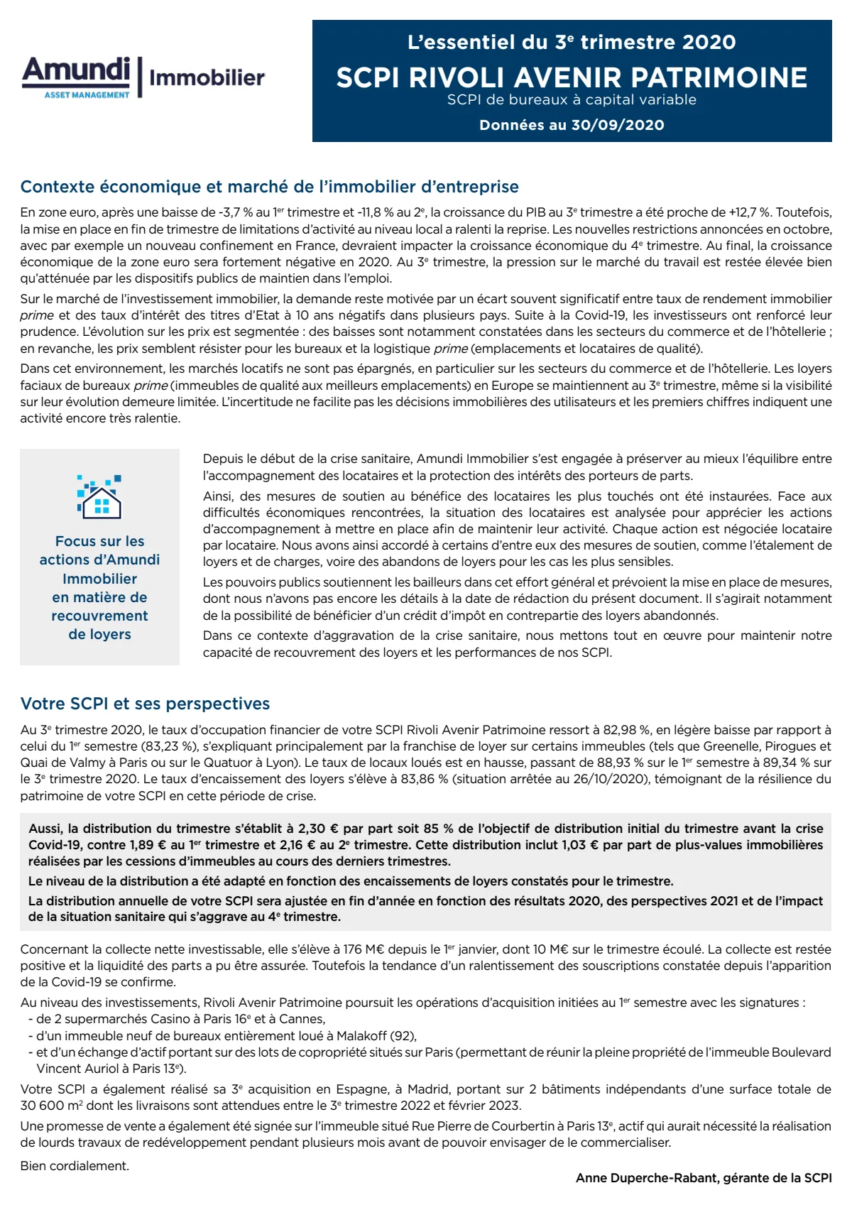 Bulletin trimestriel - 3ème trimestre 2020