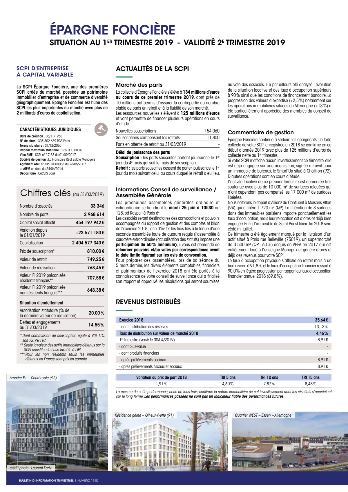 Bulletin trimestriel - 1er trimestre 2019