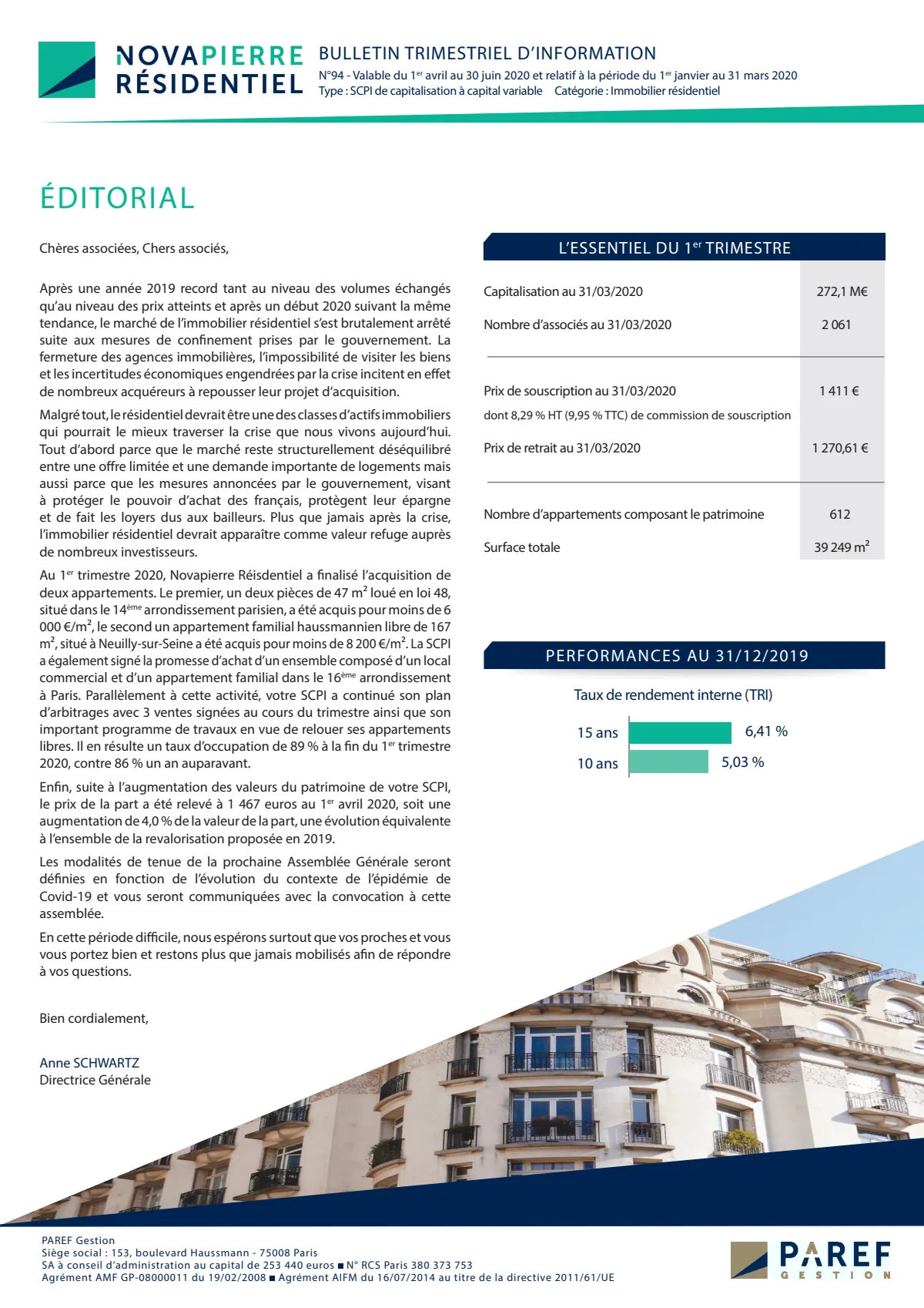 Bulletin trimestriel - 1er trimestre 2020