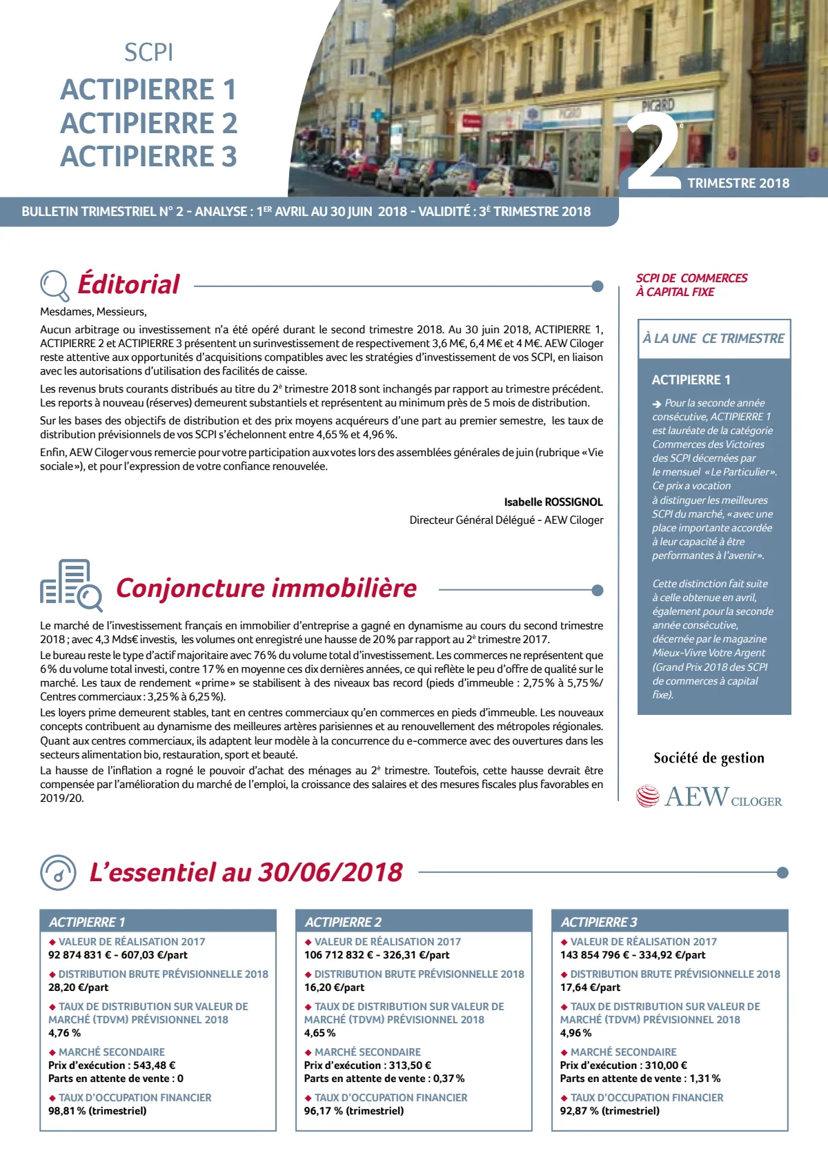 Bulletin trimestriel - 2ème trimestre 2018