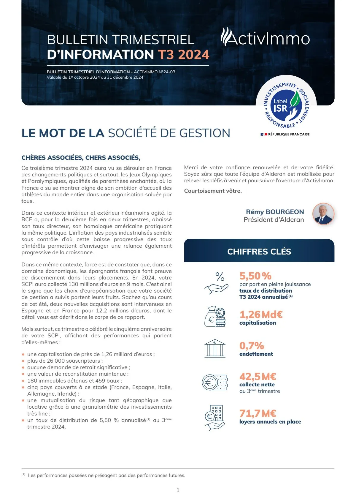 Bulletin trimestriel - 3ème trimestre 2024