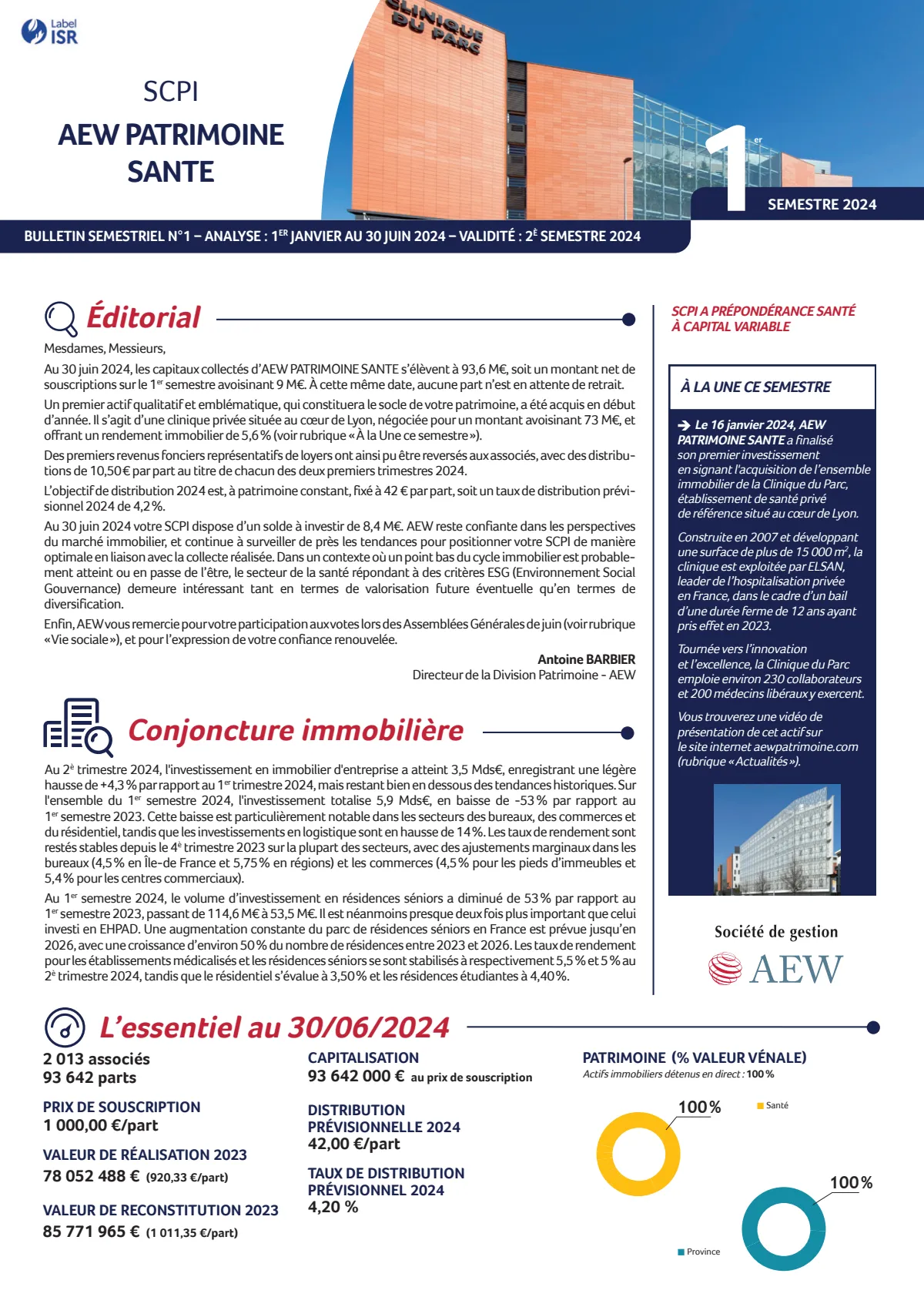 Bulletin semestriel - 1er semestre 2024