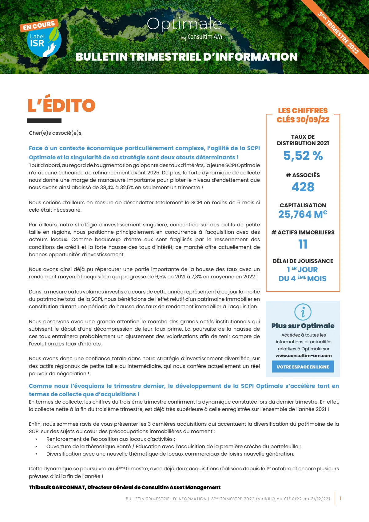 Bulletin trimestriel - 3ème trimestre 2022