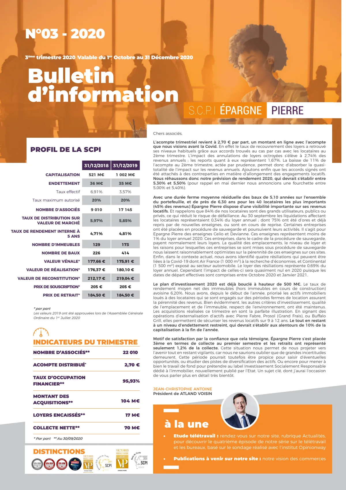 Bulletin trimestriel - 3ème trimestre 2020