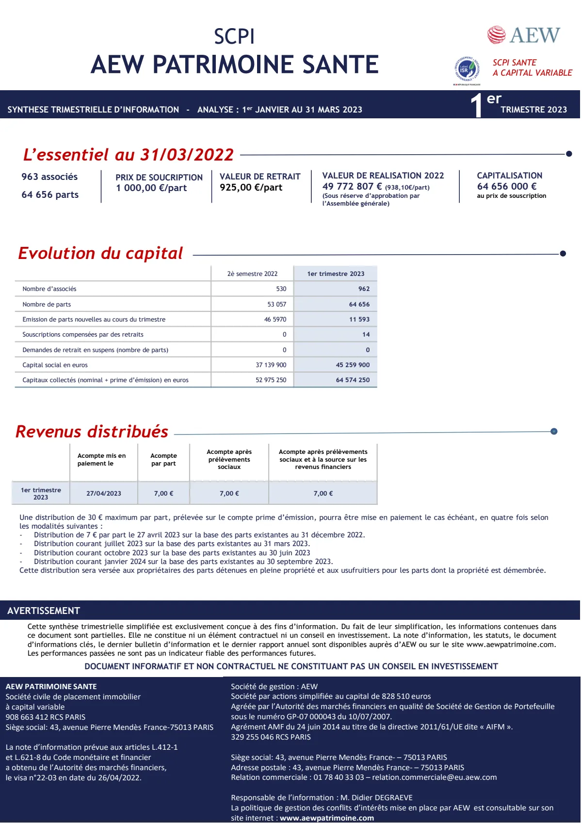 Bulletin trimestriel - 1er trimestre 2023