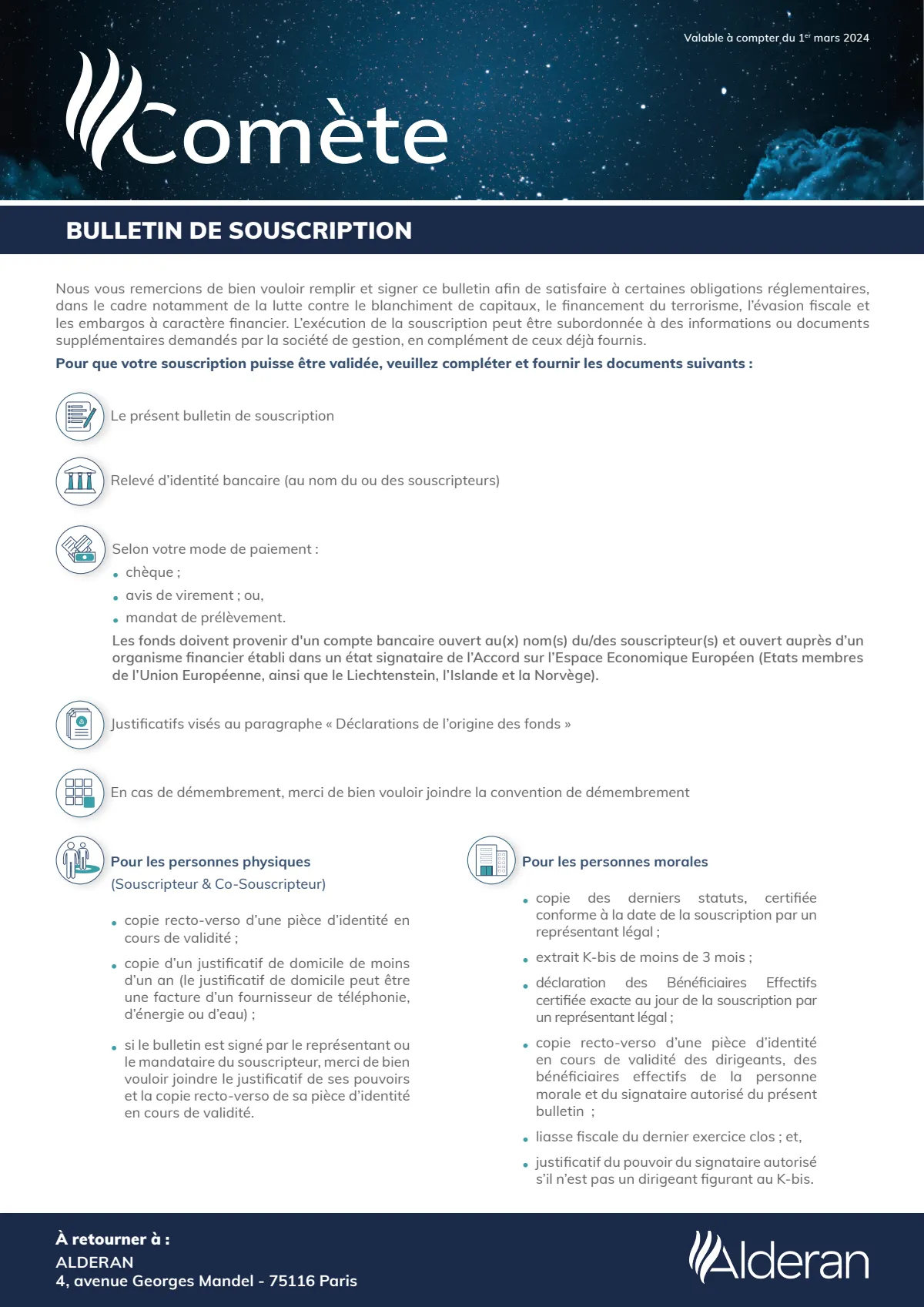 Bulletin de souscription (BS) vierge