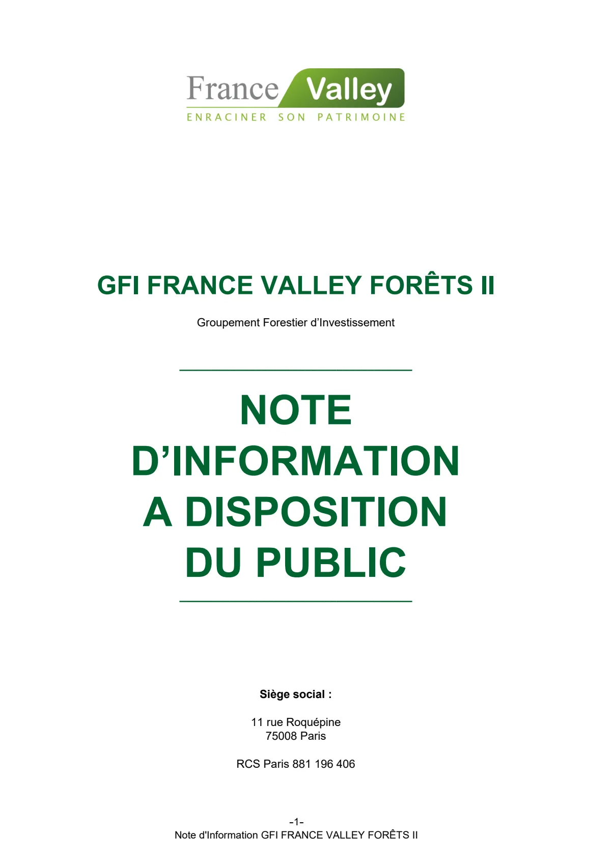 Note d'information, Statuts, Informations clés (DIC)