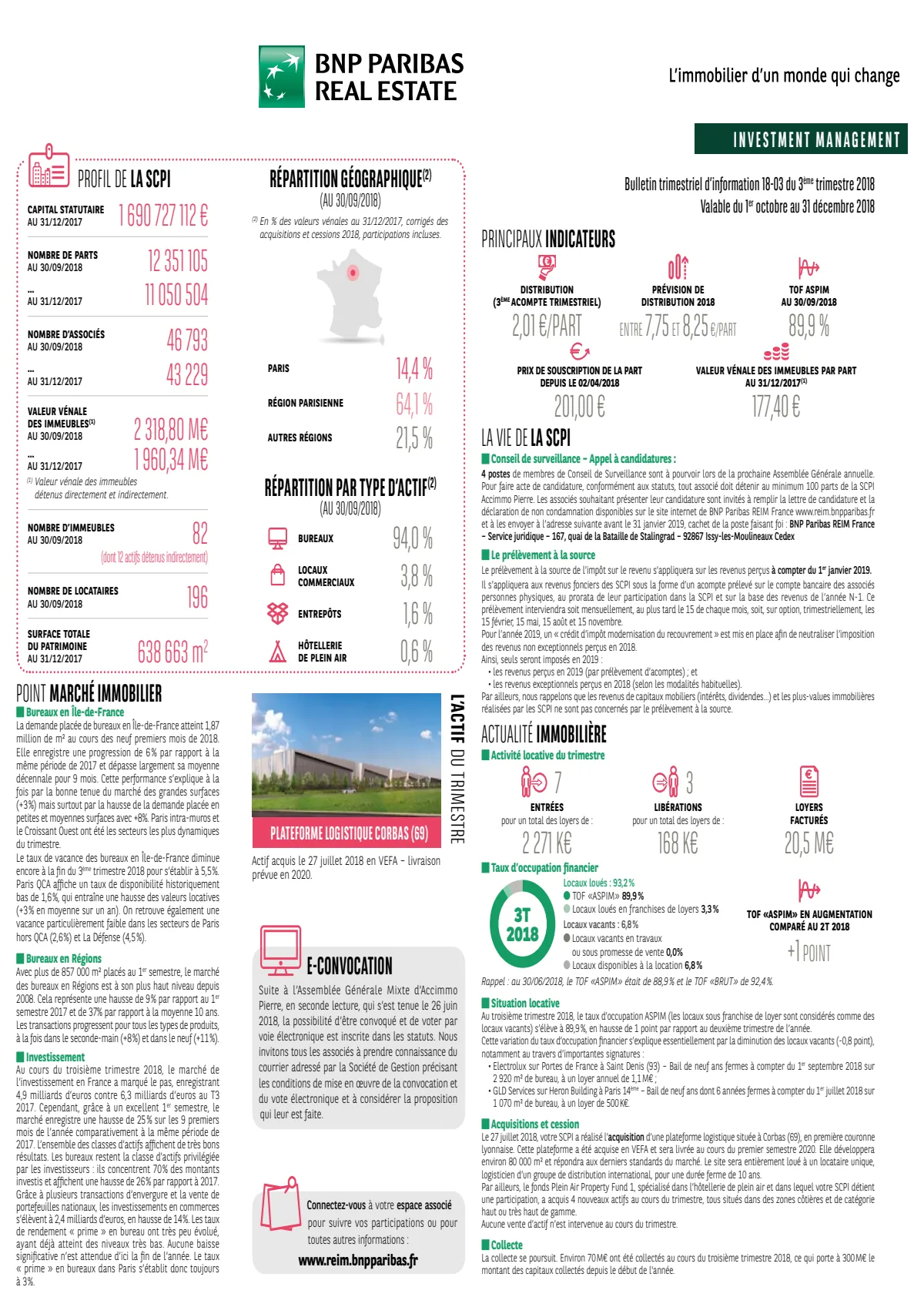 Bulletin trimestriel - 3ème trimestre 2018