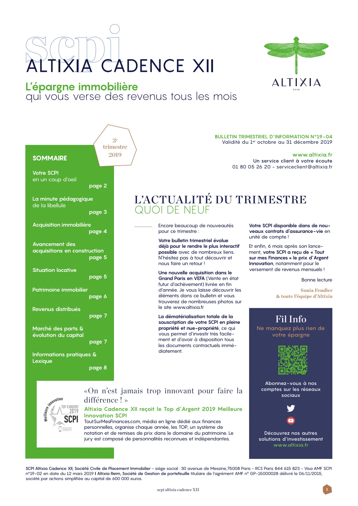 Bulletin trimestriel - 3ème trimestre 2019