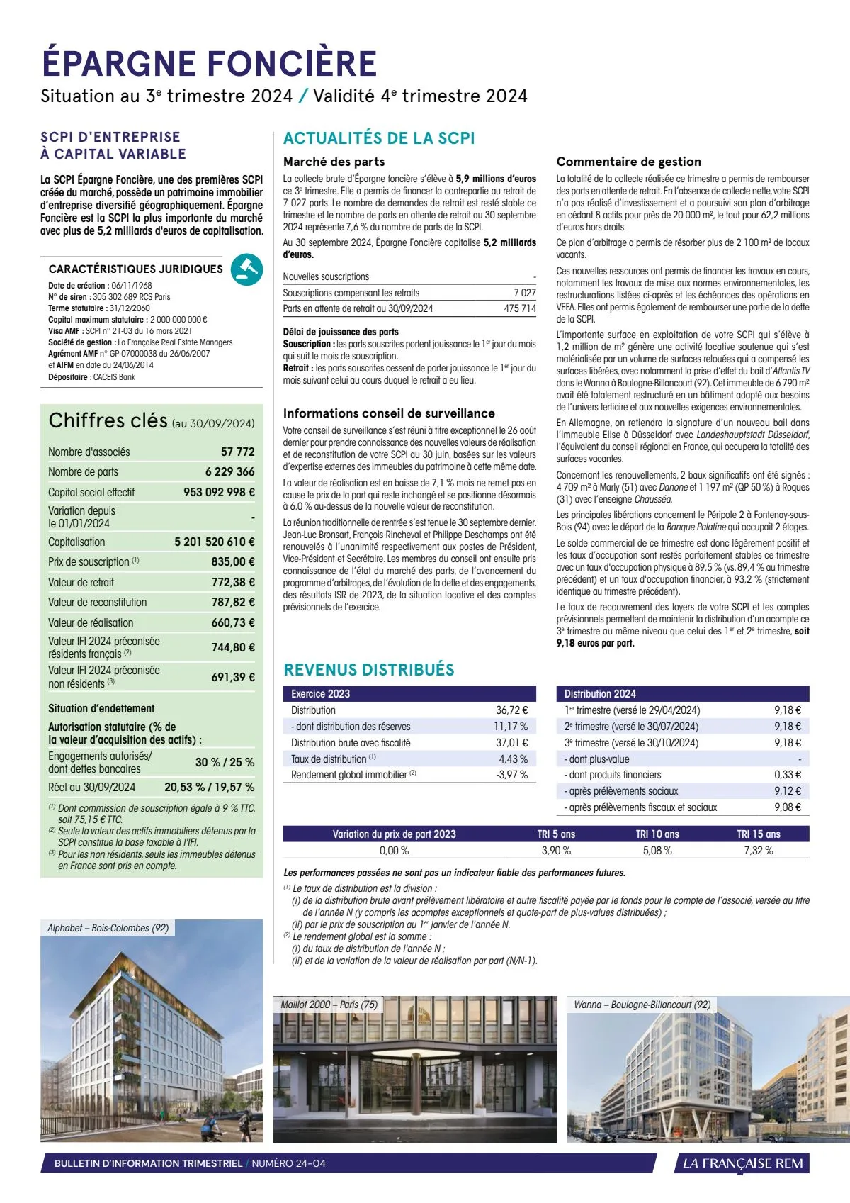 Bulletin trimestriel - 3ème trimestre 2024