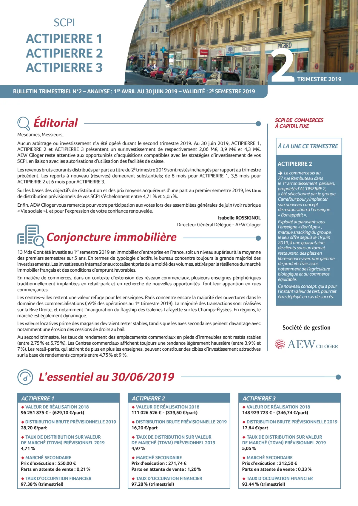 Bulletin trimestriel - 2ème trimestre 2019