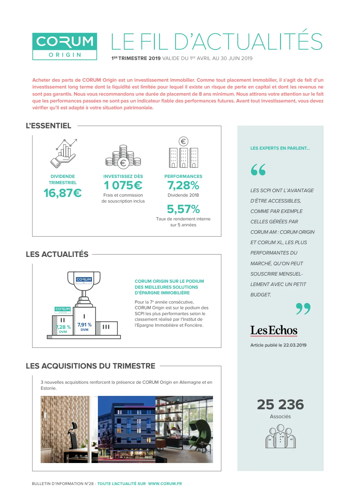 Bulletin trimestriel - 1er trimestre 2019